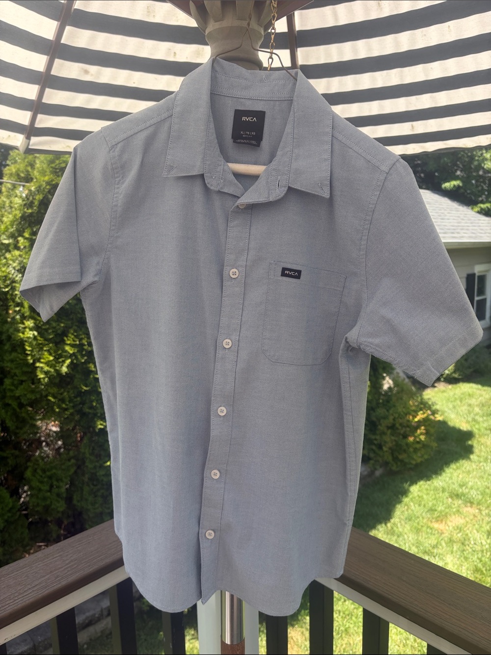 RVCA Light Blue Short-Sleeve Button-Down Shirt